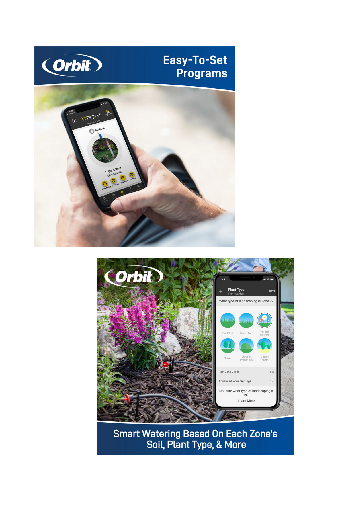 Orbit smart watering system with smartphone app interface