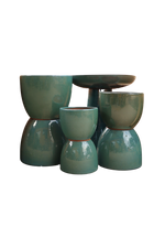 Set of green ceramic planters