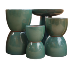 Set of green ceramic planters