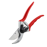 Gardening pruner with red handles on a white background