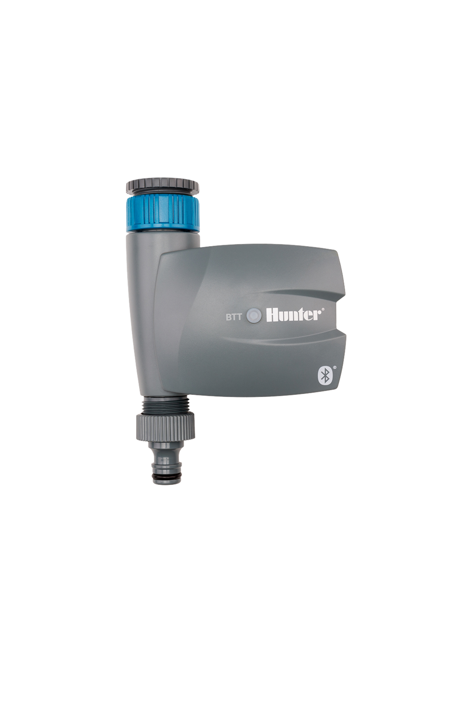 Grey garden tap timer with one hose outlet