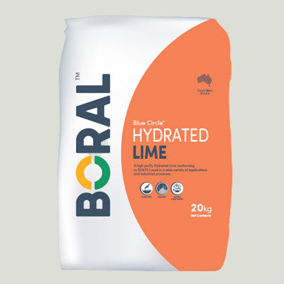 Boral hydrated lime bag on a white background