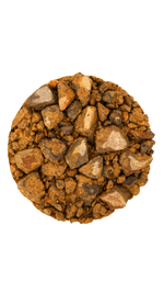 A dish of gravel with red, brown and blue hues