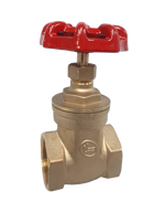 Bronze gate valve with red handle