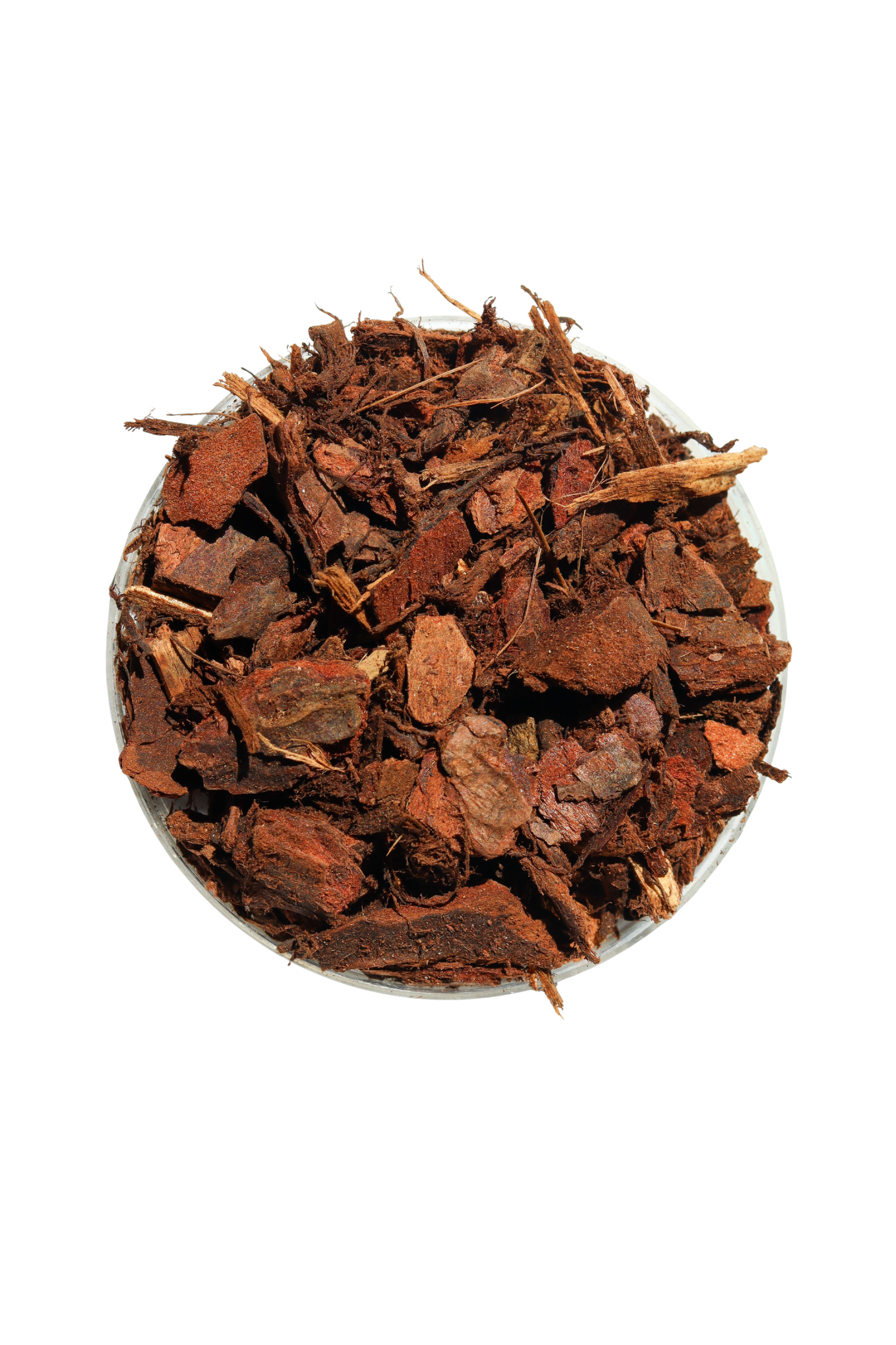 A dish of brown-red mulch
