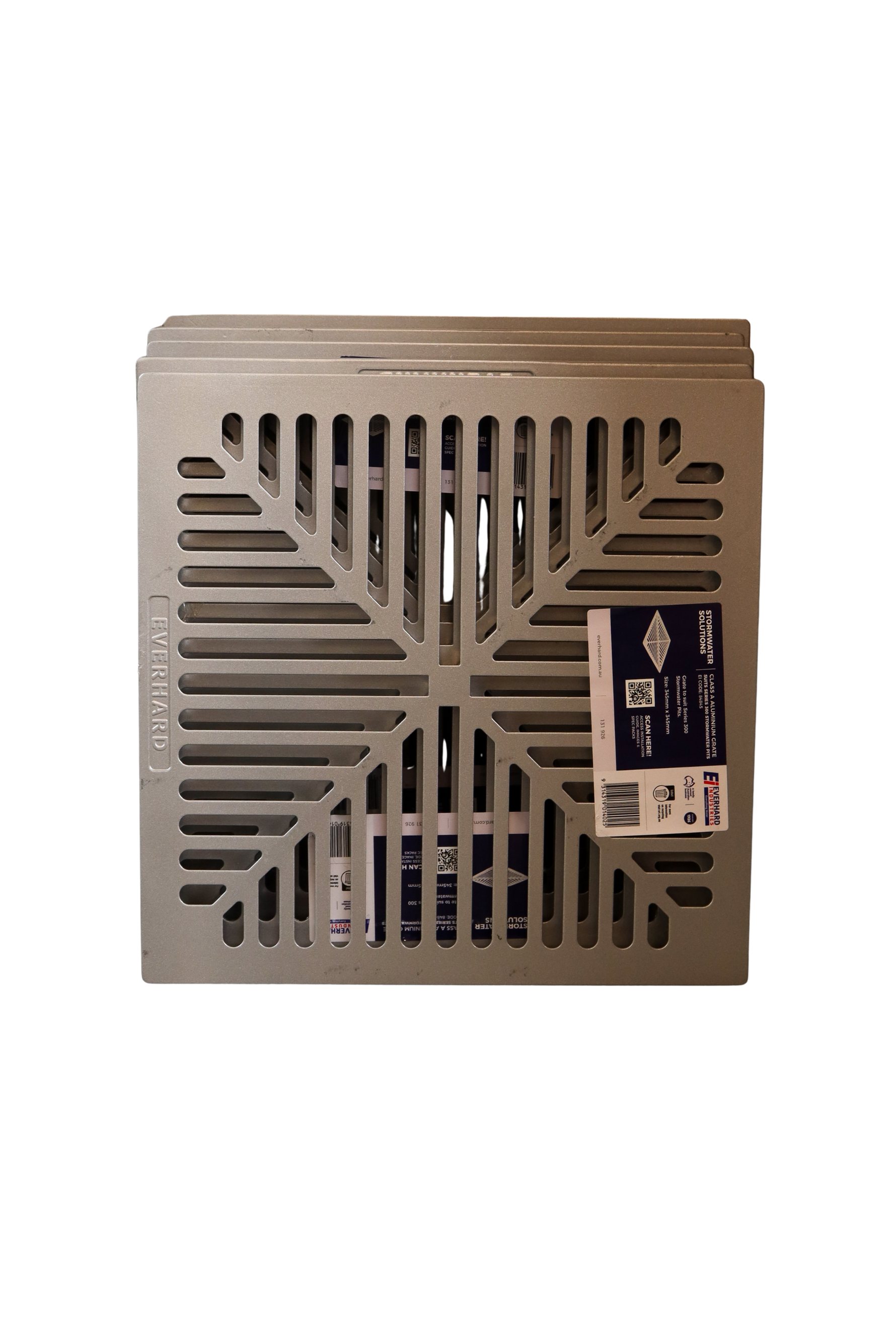 A stack of aluminium pit grates