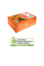 An orange bag of sugarcane mulch and the AORGP Organic Certification