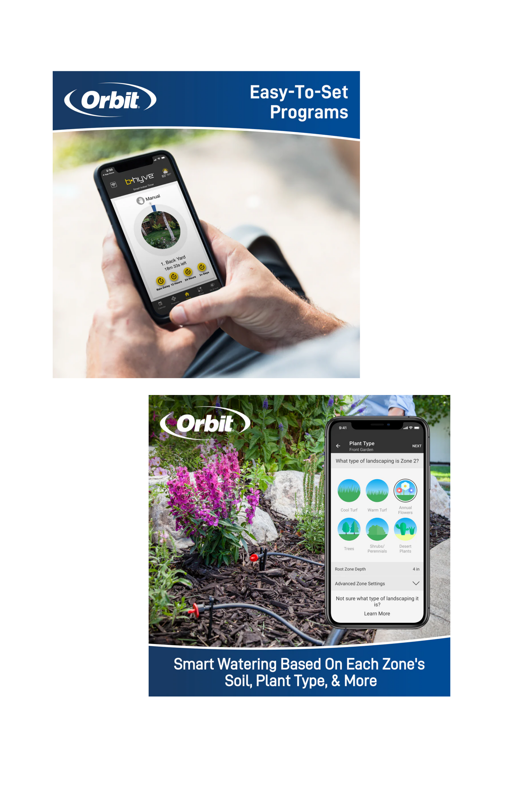 Orbit smart watering system with smartphone app interface