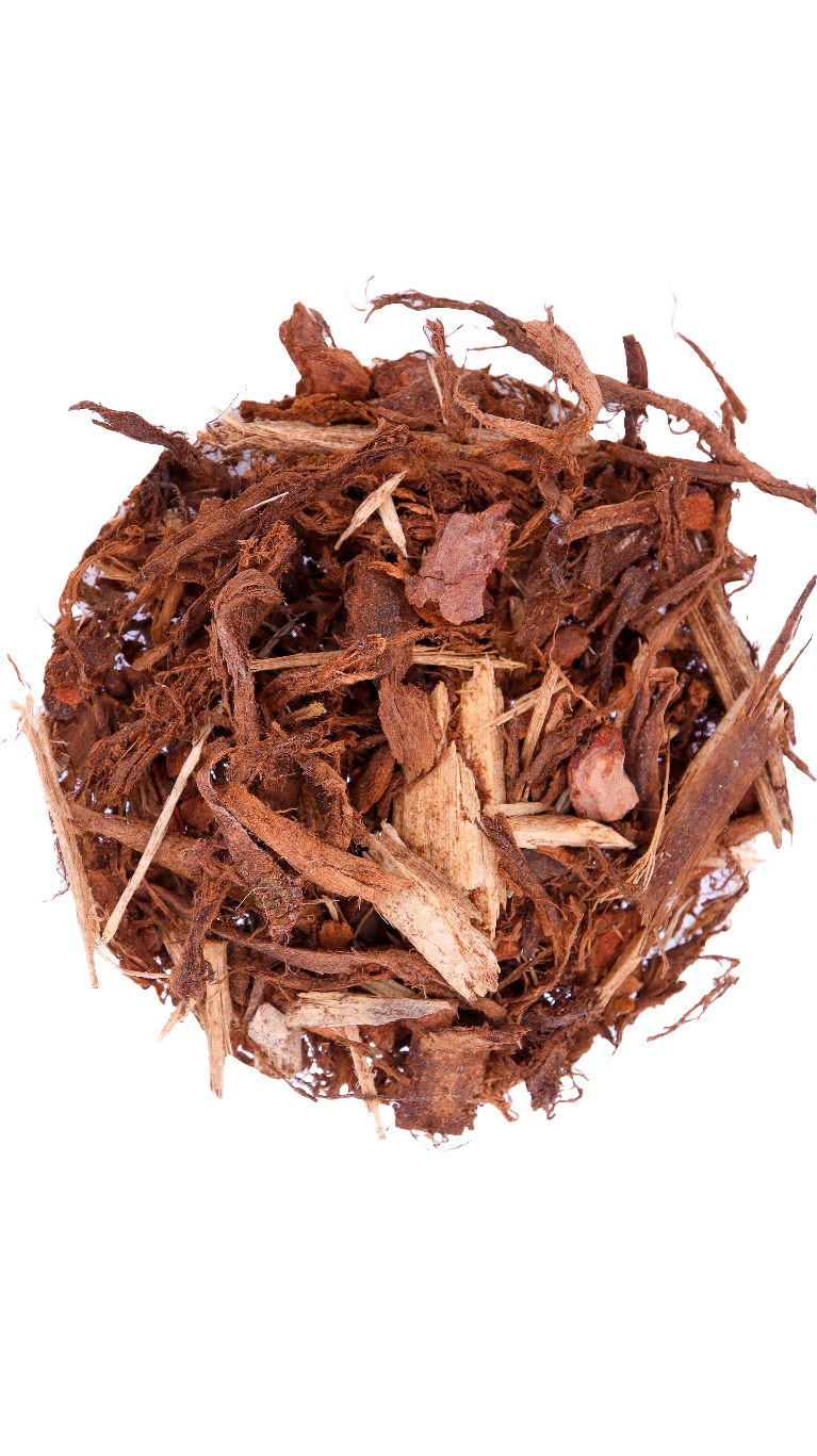 A dish of brown woodchip mulch
