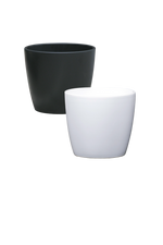 Black and white plant pots on transparent background