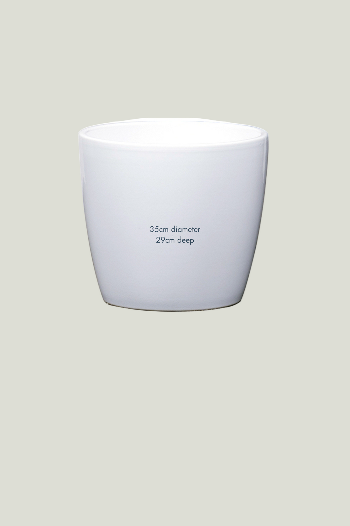 White pot with measurements 