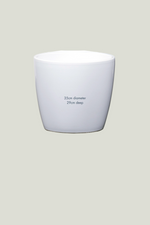 White pot with measurements 