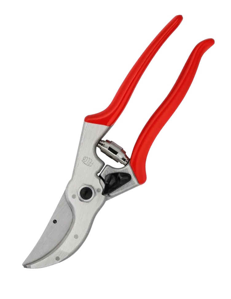 Gardening pruner with red handles 