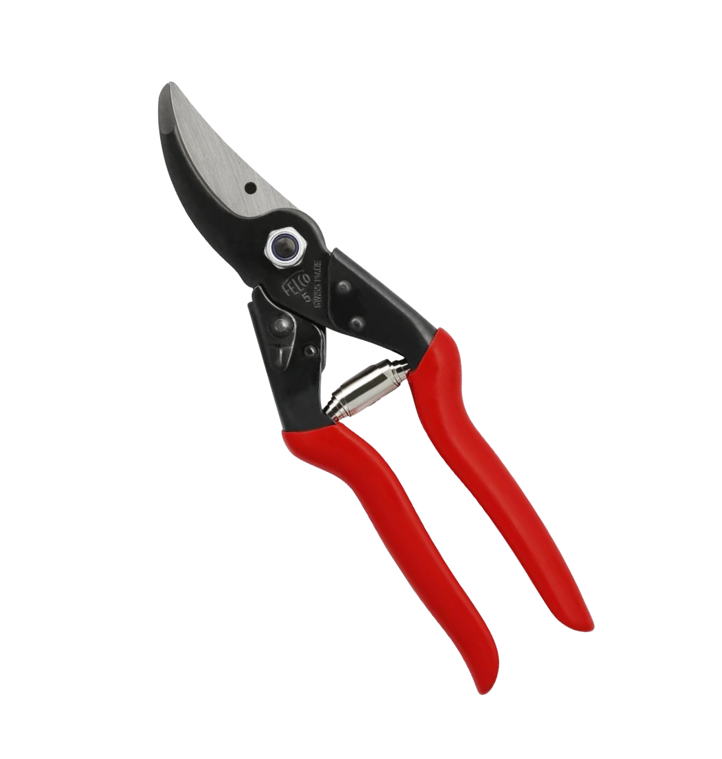 Gardening secateurs with red handles 