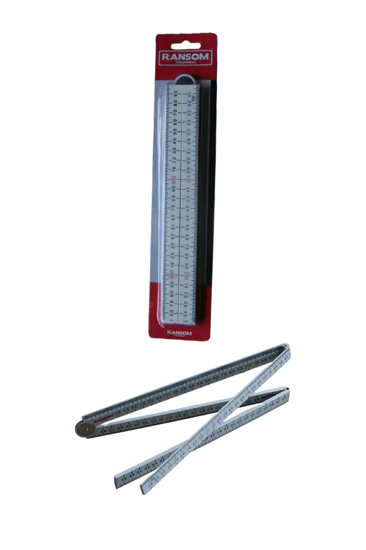 A folding ruler in its packet and loose