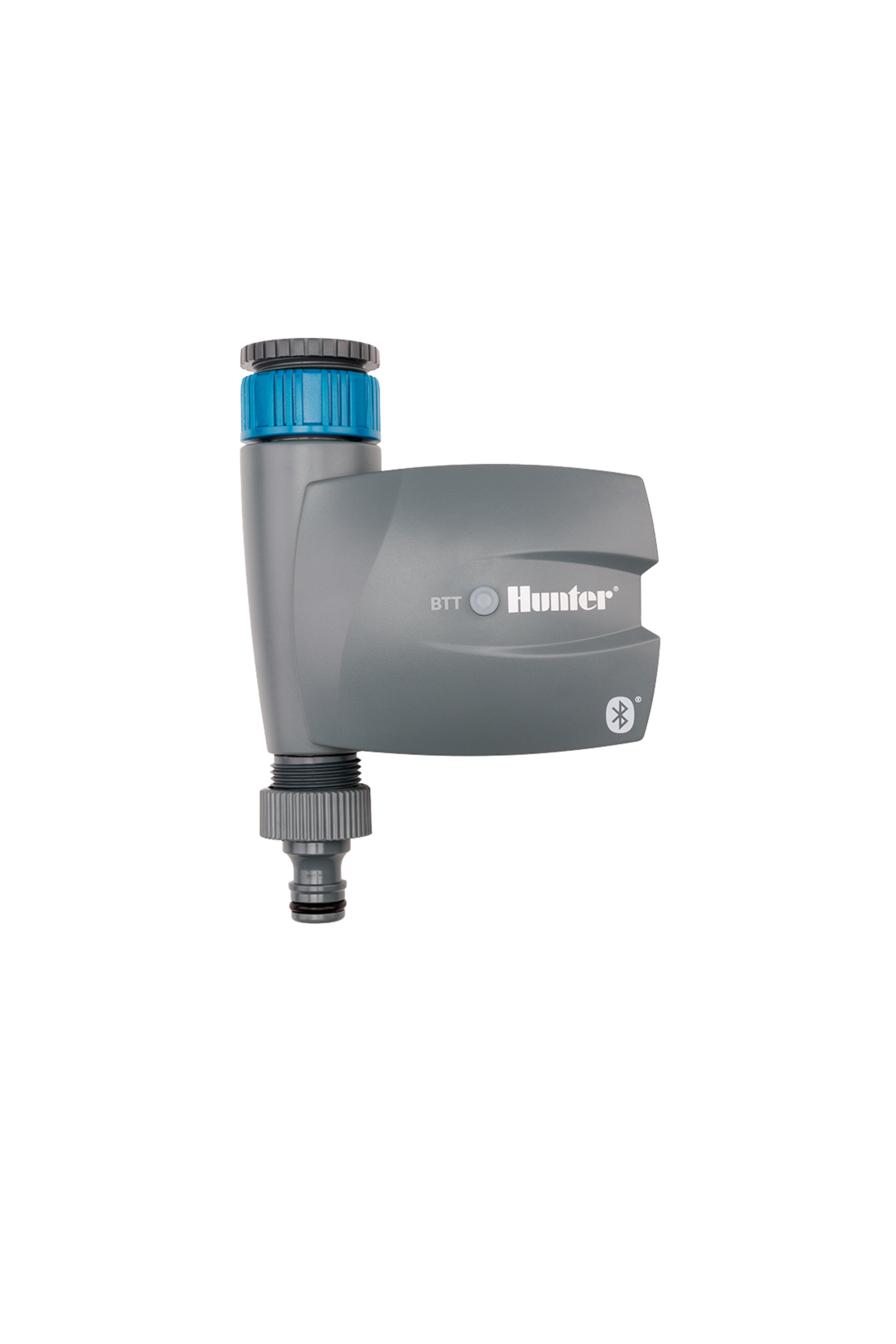 Grey garden tap timer with one hose outlet