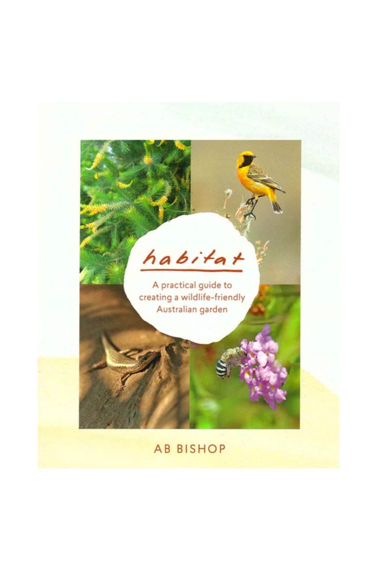 Book cover for 'Habitat' by AB Bishop with images of wildlife and flowers.