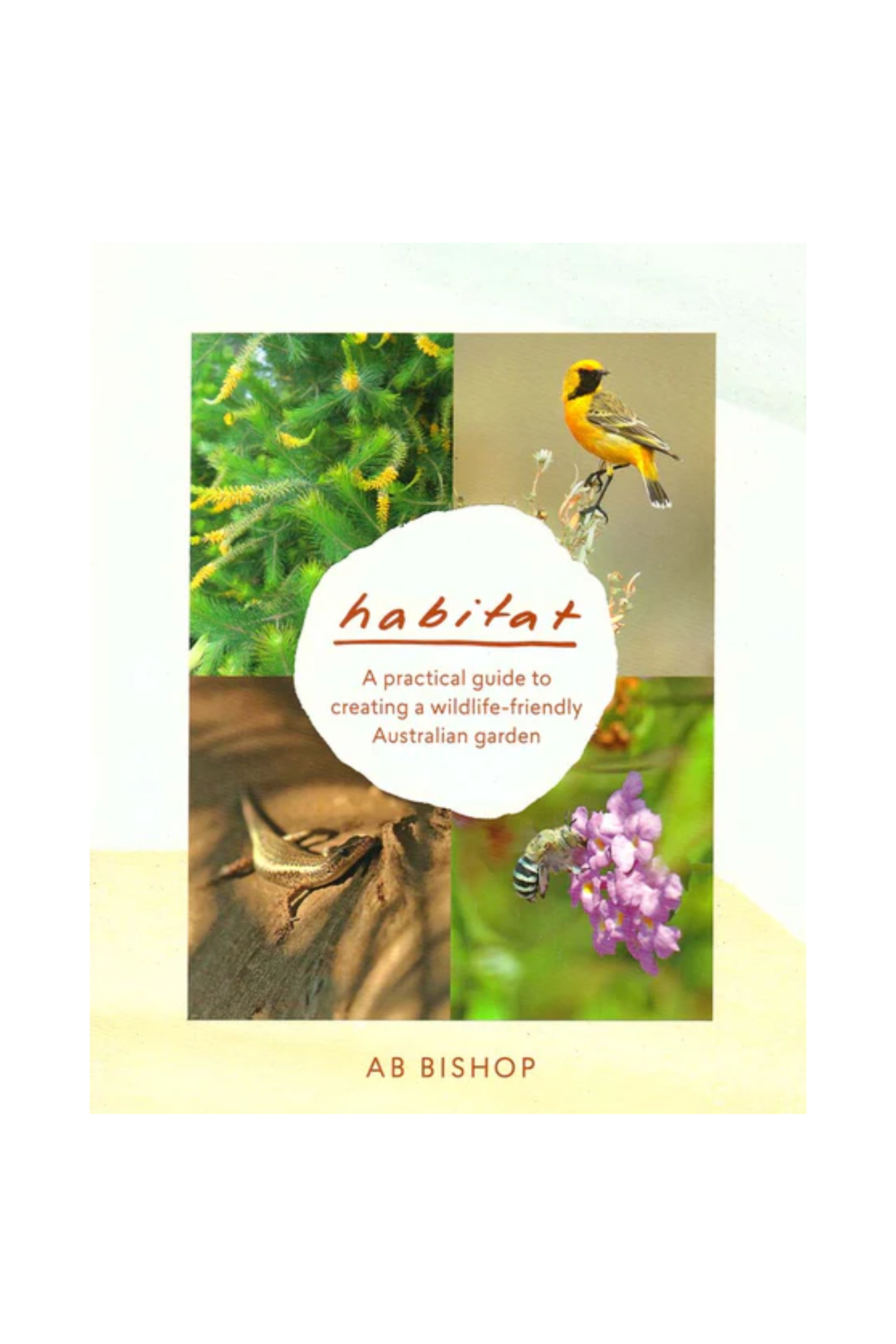 Book cover for 'Habitat' by AB Bishop with images of wildlife and flowers.