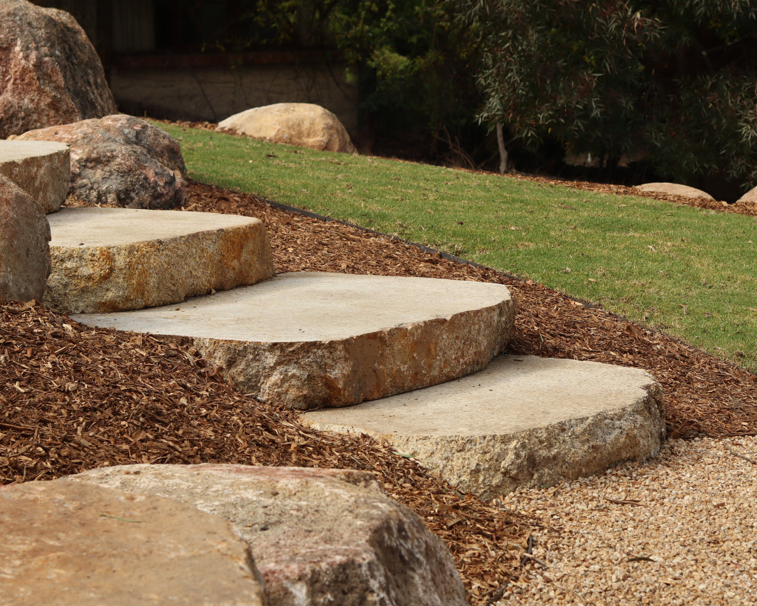 Sawn stone steps 