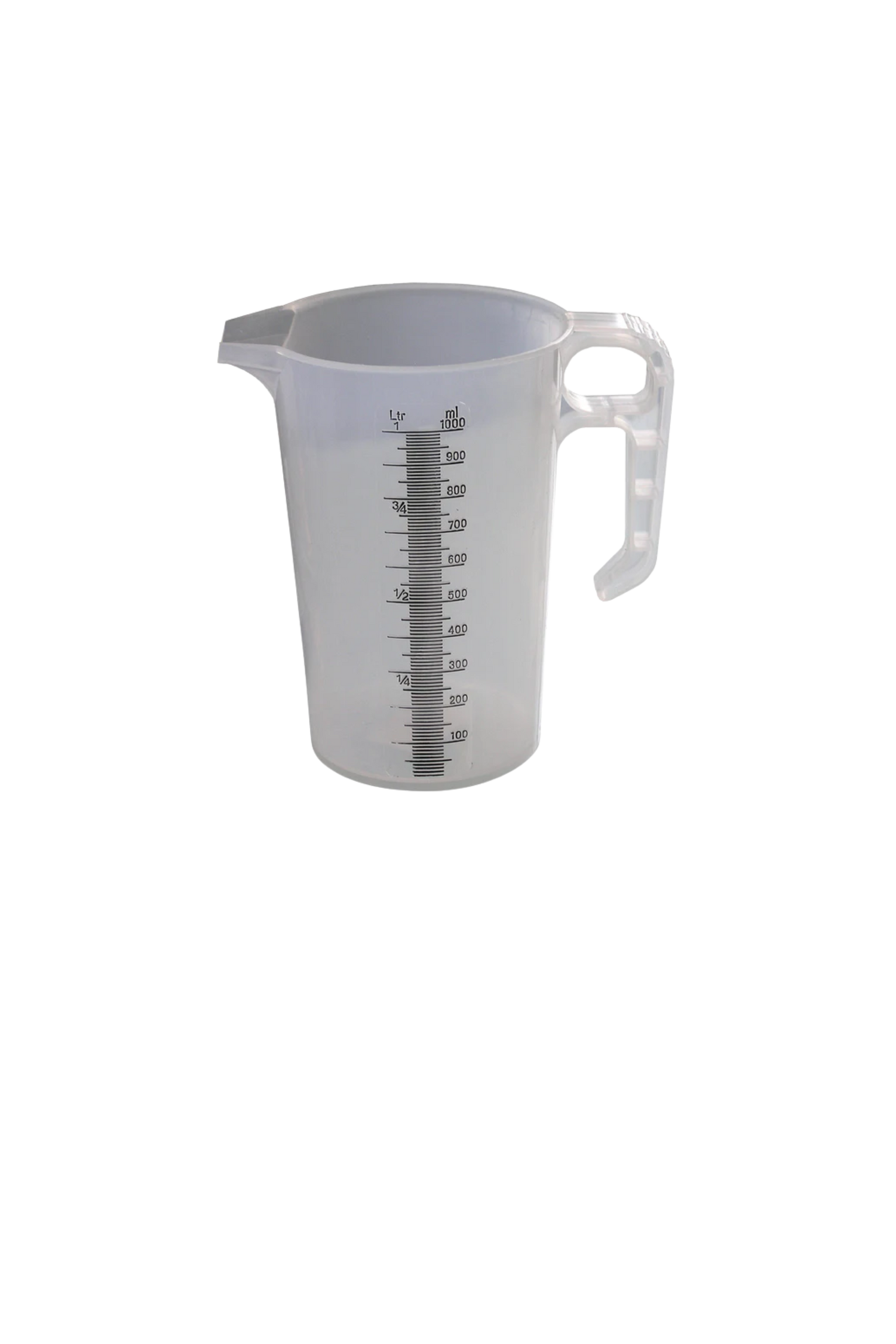 Clear measuring cup with measurement markings