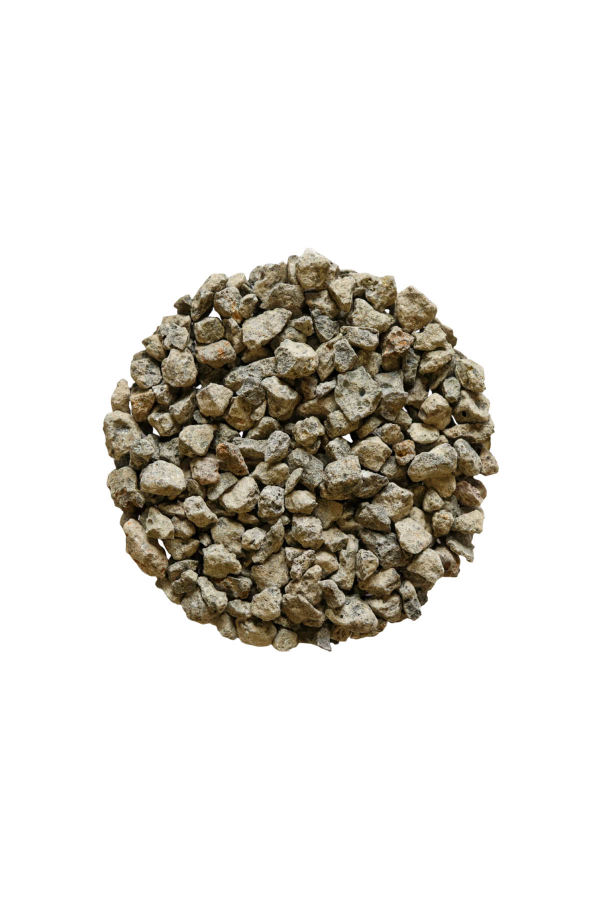 A close up of a petri dish full of small stones