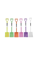 Set of five colorful shovels with gradient handles