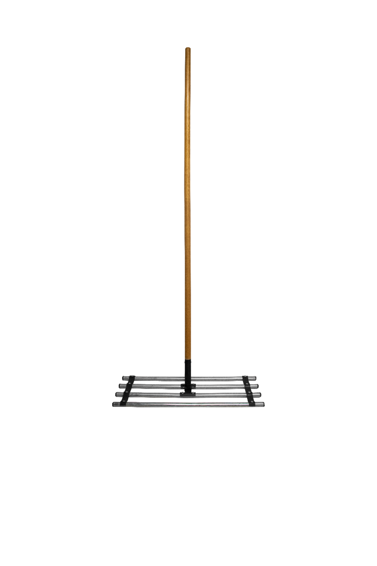 Soil spreading tool with wooden handle and metal head