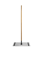 Soil spreading tool with wooden handle and metal head