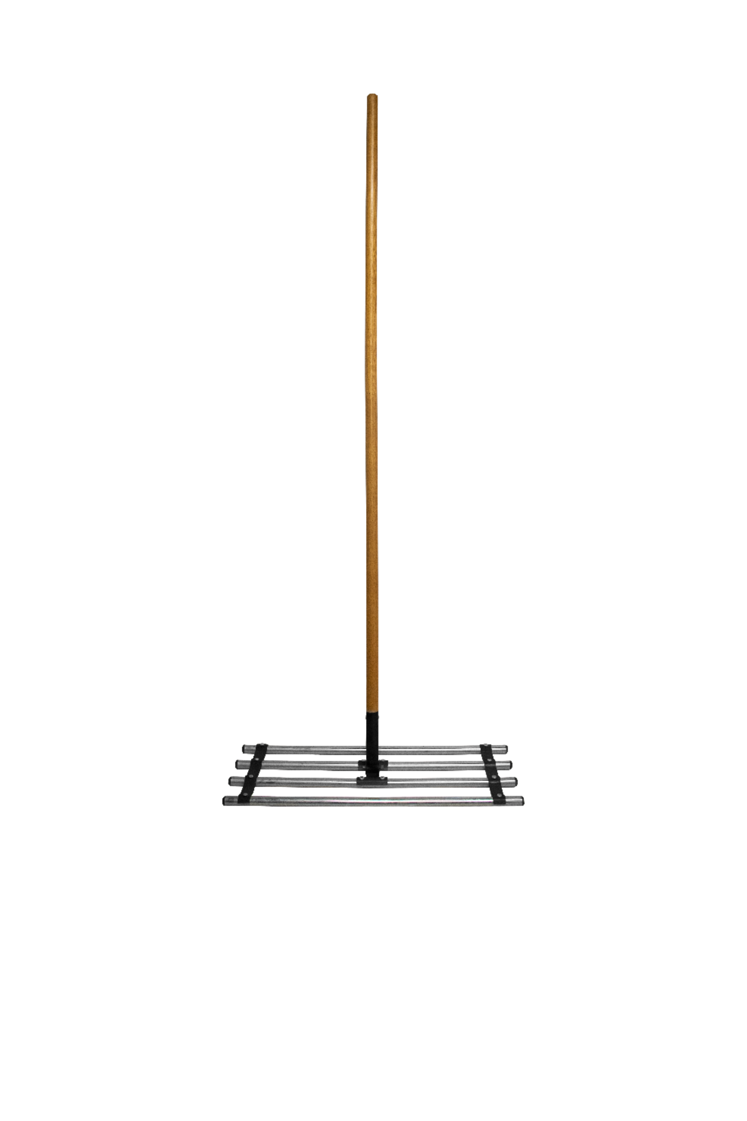 Soil spreading tool with wooden handle and metal head