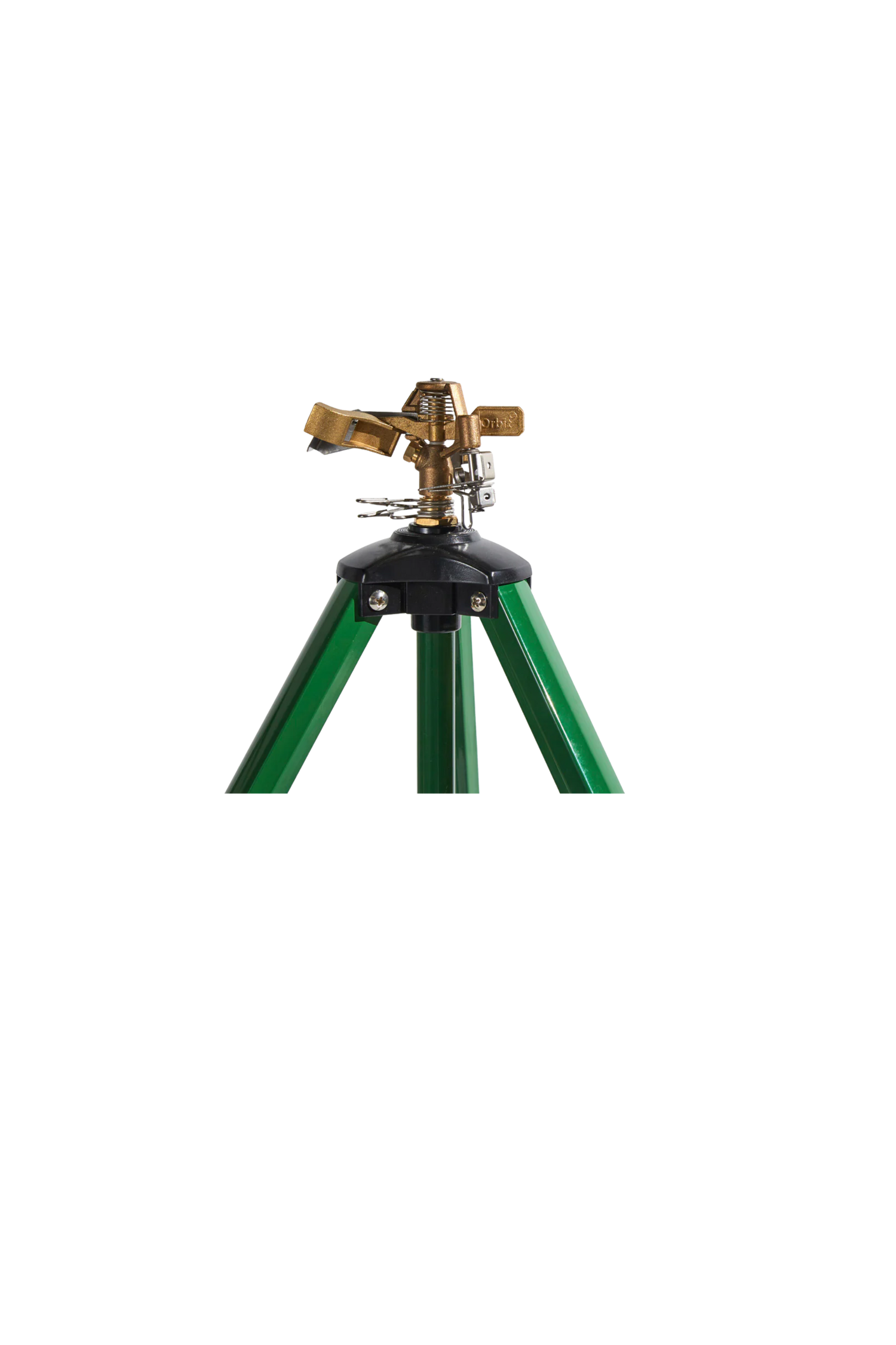Brass spray nozzle on a green stand