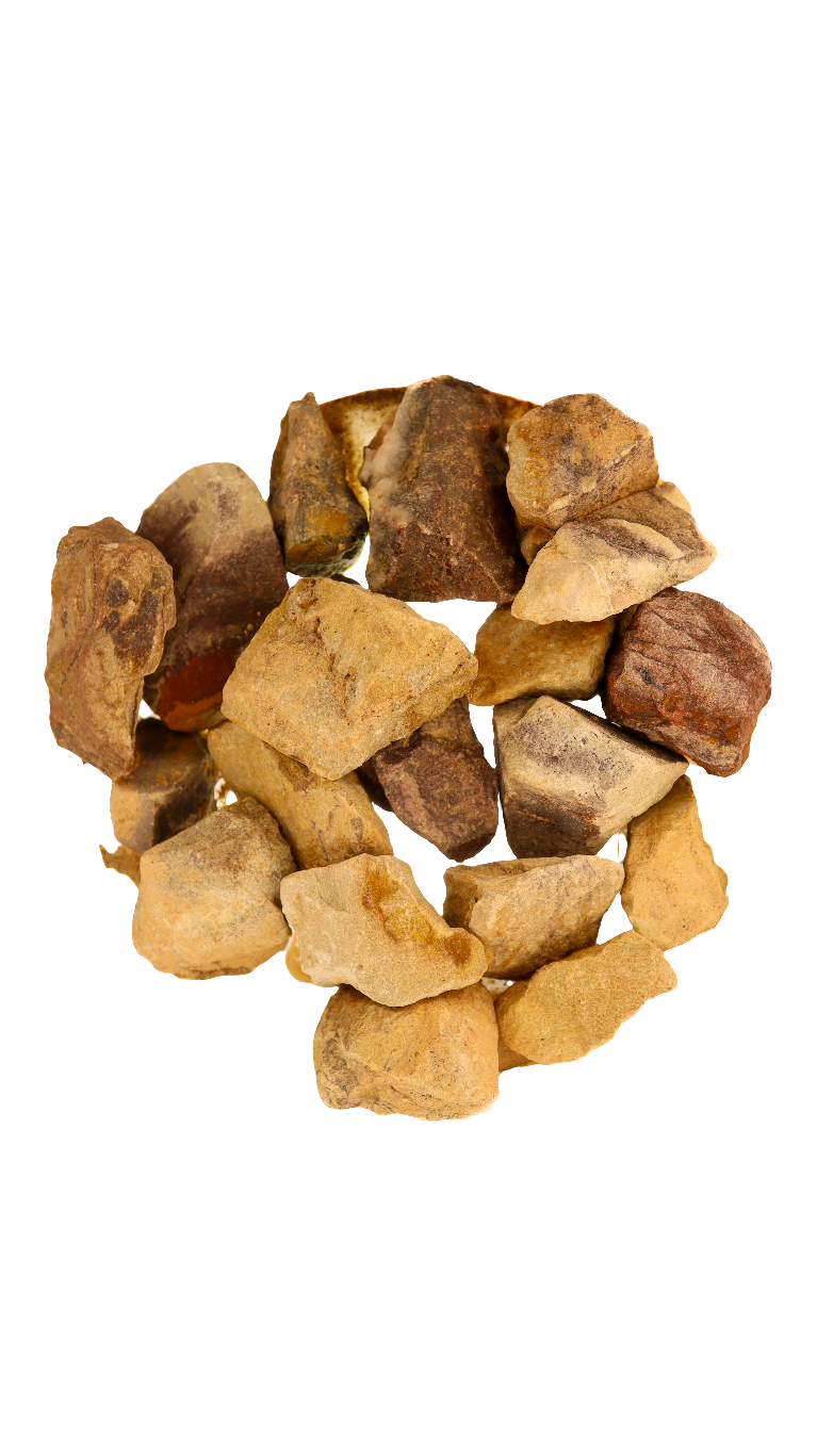 A dish of earthy hued stones